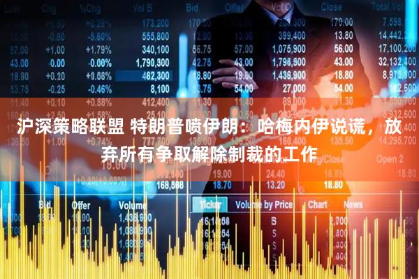 沪深策略联盟 特朗普喷伊朗：哈梅内伊说谎，放弃所有争取解除制裁的工作