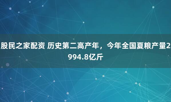 股民之家配资 历史第二高产年，今年全国夏粮产量2994.8亿斤